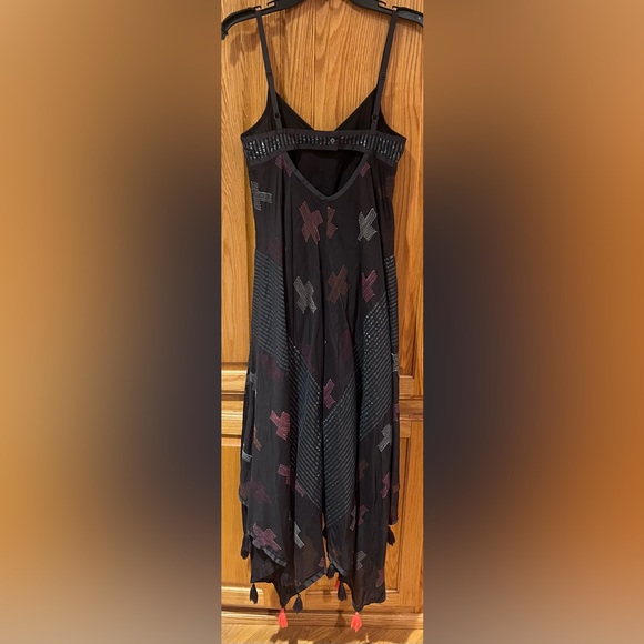 Free People Crossing Paths Tassel Trim Embroidered Handkerchief Hem Dress Small - Picture 14 of 16